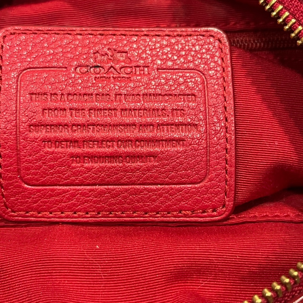 Coach Vibrant Red Crossbody Bag with Gold Accents - Picture 12 of 14